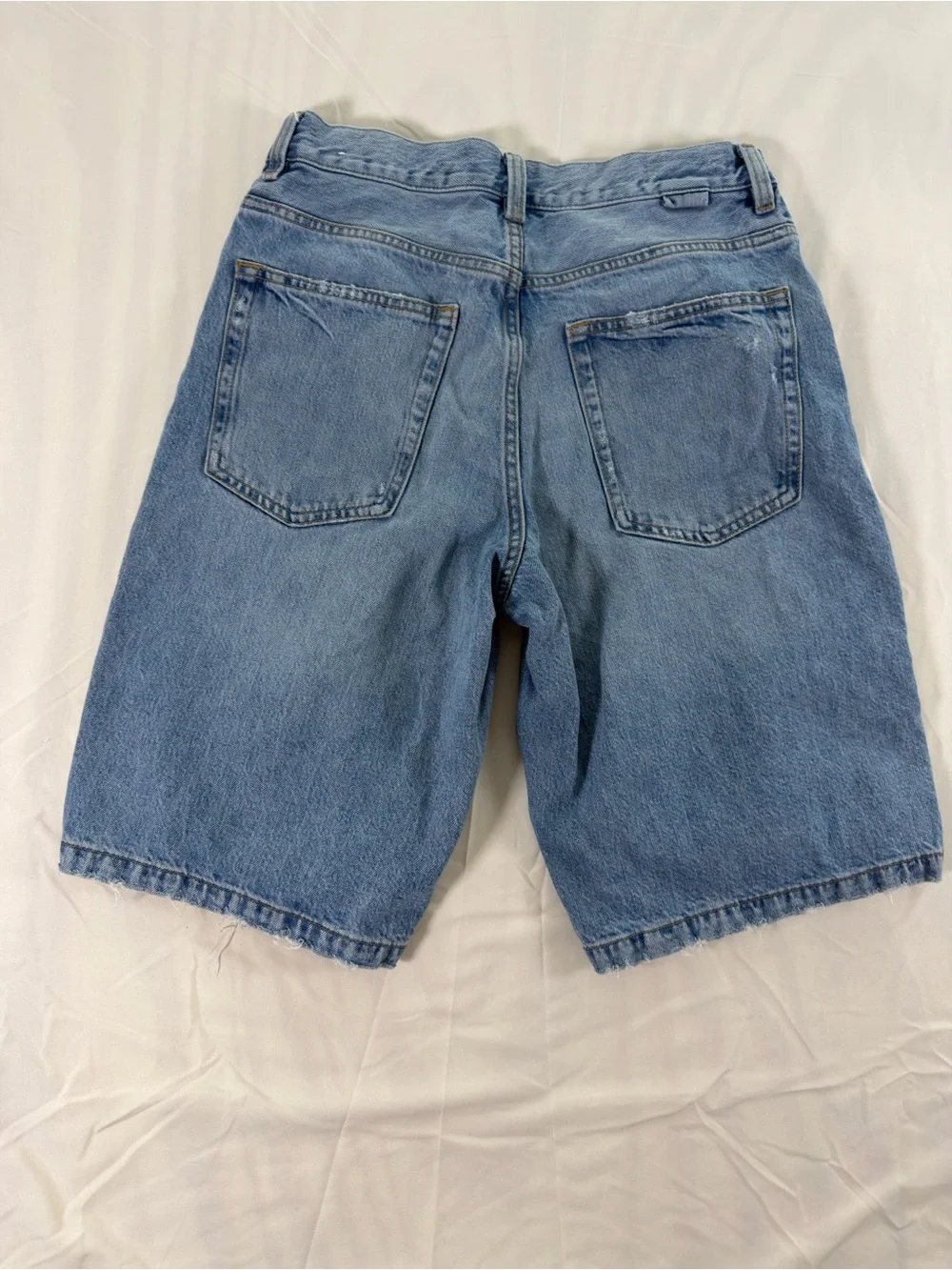Zara Baggy Distressed Denim Jorts Light Wash Y2K Skater Shorts Size 31